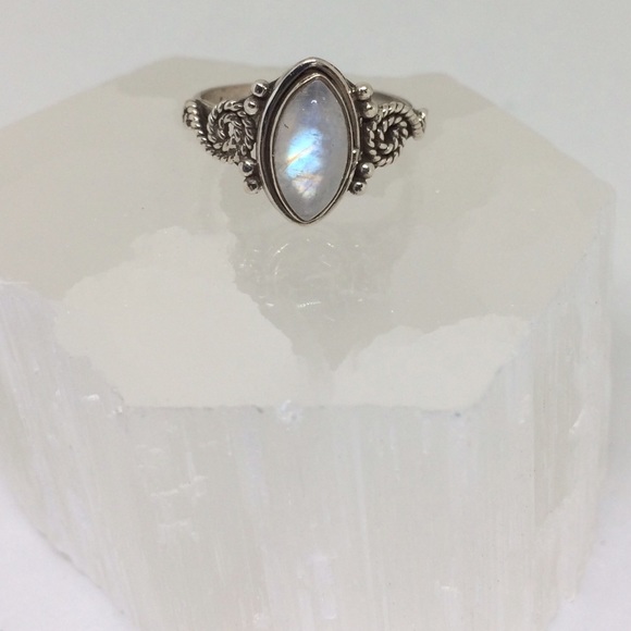 COPY - 🎀STERLING SILVER 🎀RAINBOW MOONSTONE ‼️NEW SIZES - Picture 1 of 8